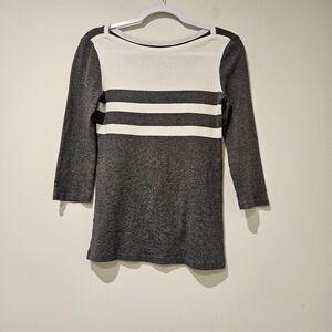 Gap Women's "The Bowery" Boatneck Top, Size Medium, Gray And White